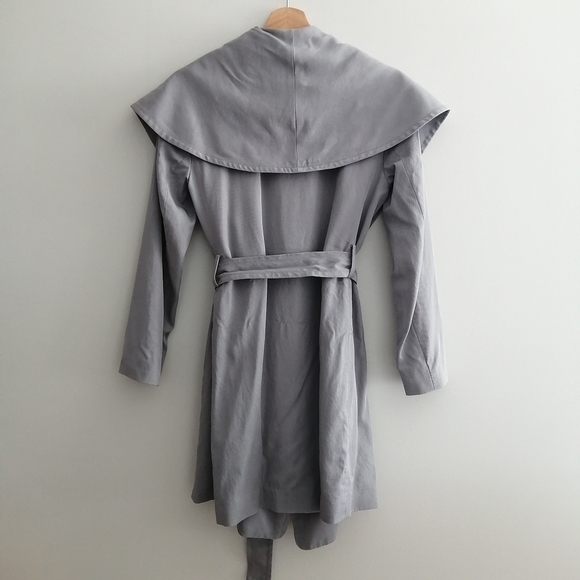 Club Monaco Hanne Wrap Trench Coat Light Gray Lyocell with Waist Belt XS - Picture 4 of 16